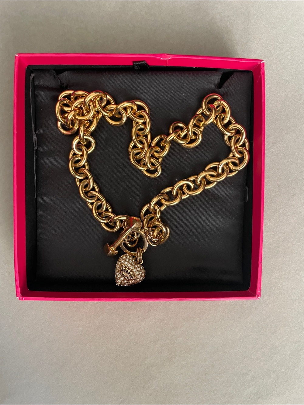 Vintage Juicy Couture Gold-Tone Heart Charm Toggle Necklace - Women Jewelry